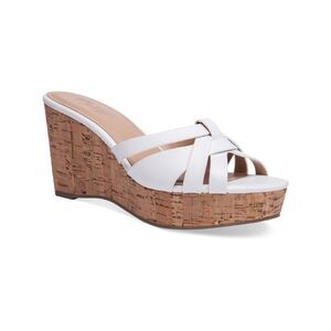 THALIA SODI Womens White 1/2" Platform Jaylen Wedge  Slide Sals 9.5 M